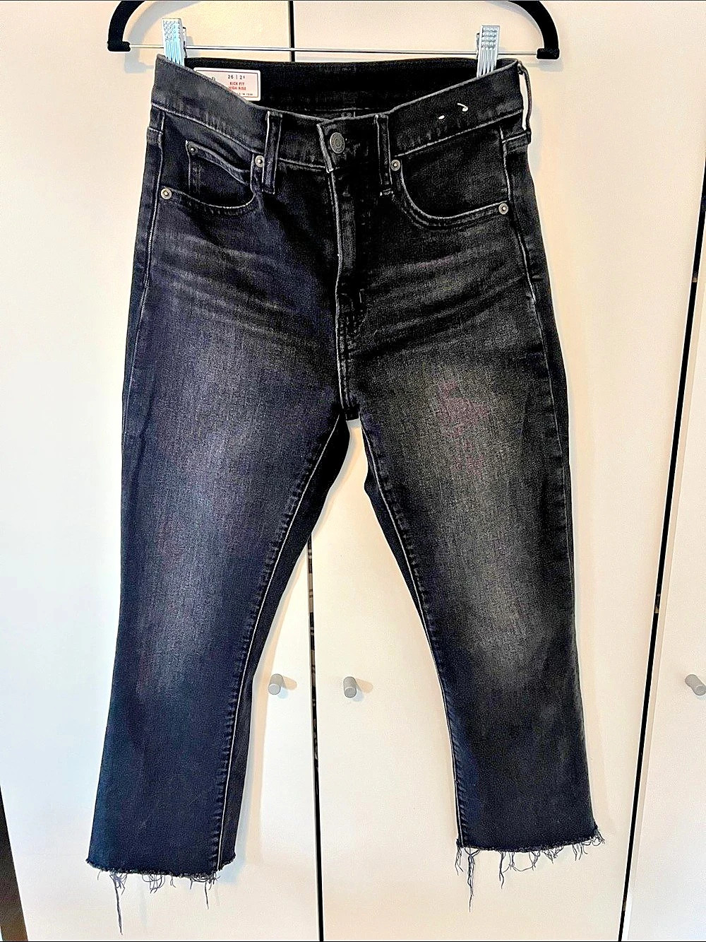 Gap Kick Fit High Rise Jeans Cropped Waist 26 Black